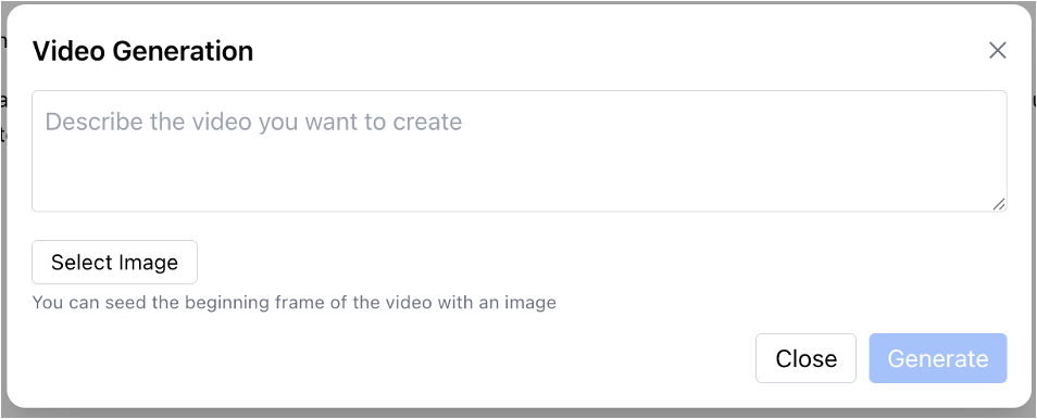 Video Generation Interface