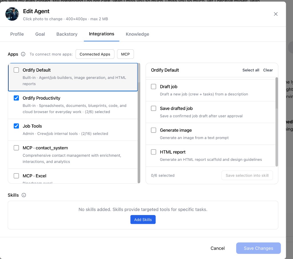 The Integrations tab showing built-in Ordify apps
